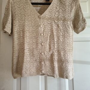 Women's Laura Scott Crocheted Cardigan Sweater Size 10/12 Bust: 36"